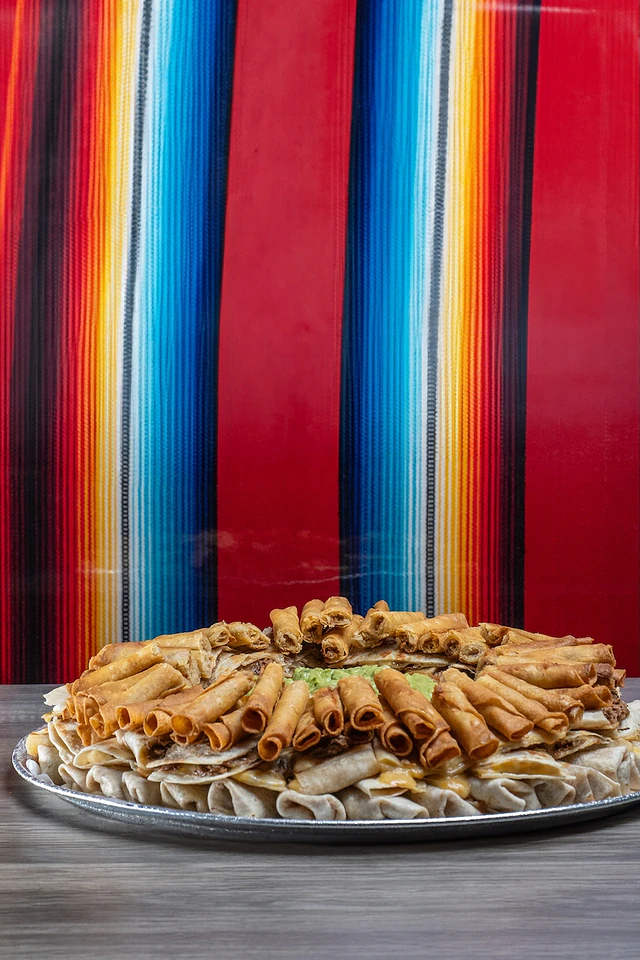 Party tray of mini taquitos
