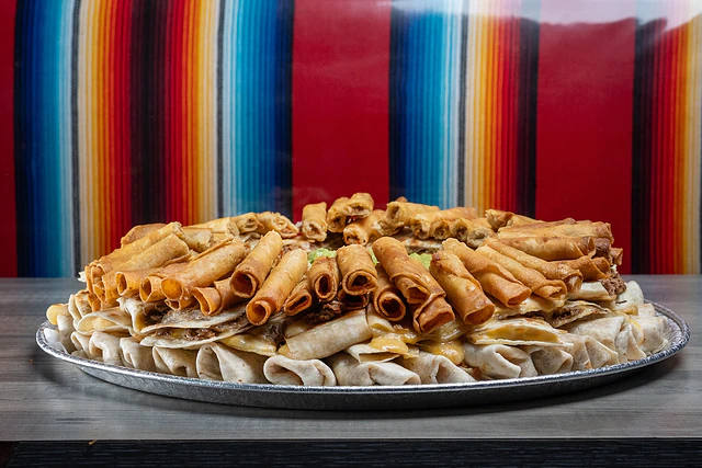 Party tray of mini taquitos