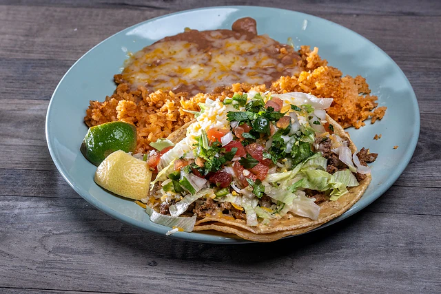 Tacos with rice and beans