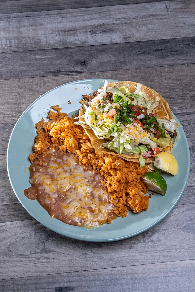 Tacos with rice and beans