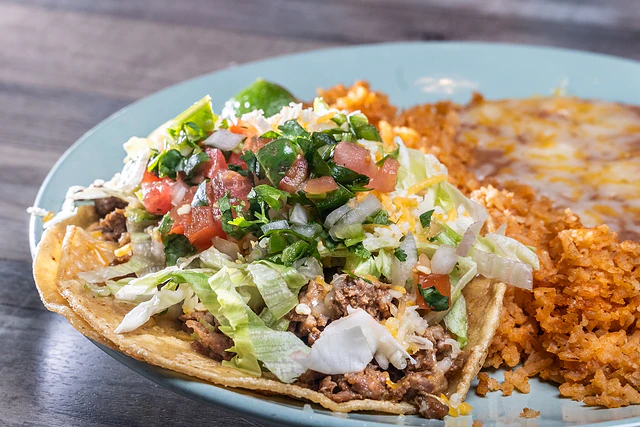 Tacos with rice and beans