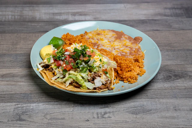 Tacos with rice and beans