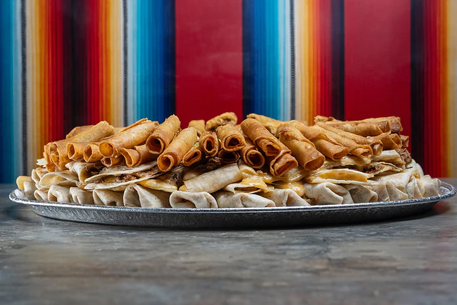 Party tray of mini taquitos