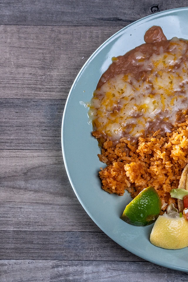 Tacos with rice and beans