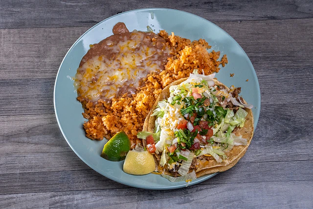 Tacos with rice and beans