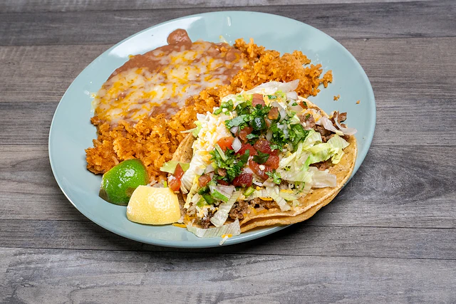 Tacos with rice and beans