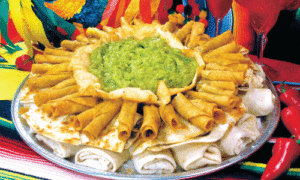 Party tray platter of mexican food