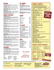 Bobby Salazar's Party Tray Menu