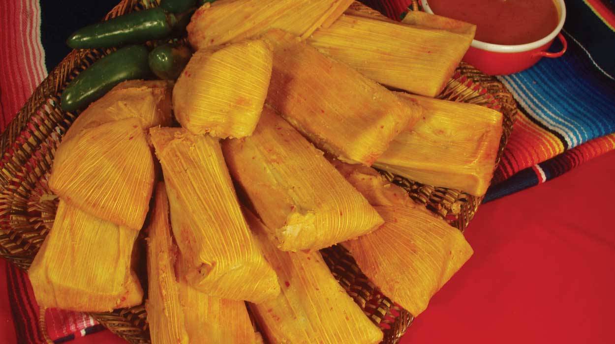 Photos of Tamales in a basket